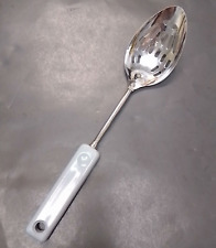 Vintage Ekco USA Blue Gray serving Spoon Handle Slotted Pierced picture