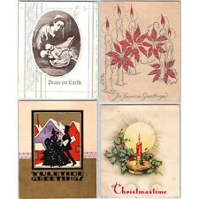 x4 LOT c1930s Christmas Greetings Cards Seasons Xmas Yuletide Folding Vtg 5C picture
