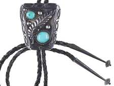 Large c1950's Navajo Silver and turquoise bolo tie picture