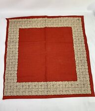 Vtg Anne Klein Dinner Napkins (7) Red & Tan 16” Weave Pattern (7) Wood Rings picture