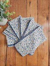Blue Floral Vintage Linen Napkins - Set of Six (6) - Cottagecore - Farmhouse... picture