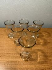 Vintage Mid Century Shot Glass Set Of 6 3.5 Oz MCM Classic Footed Glass picture