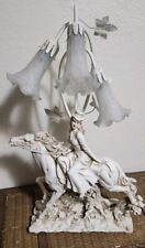 LARGE 28” Alabaster Victorian Lady On Horseback Horse Table Lamp Art Deco picture