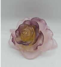 Daum of France pate de verre glass rose passion flower figurine paperweight picture