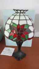 TWO VINTAGE PARTYLITE Stained Glass POINSETTIA Tealight Lamp P8252 w/ Box  picture