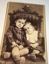 Antique Victorian American Adorable Affectionate Siblings Maine CDV Photo US picture