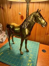 Vintage Heavy (7+ lb) Brass Standing Horse 12” Tall & 14” Long, Made In Taiwan picture