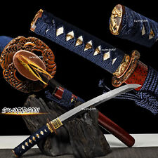 Top Graded Japanese Samurai Sword Tanto Clay Tempered T10 Steel Brass Fittings picture