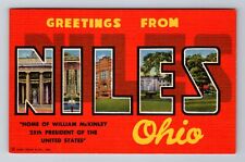 Niles OH-Ohio, General Large Letter Greeting, Antique Vintage Souvenir Postcard picture