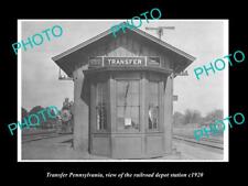 OLD LARGE HISTORIC PHOTO OF TRANSFER PENNSYLVANIA RAILROAD DEPOT STATION c1920 picture
