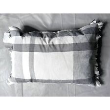 2x Lauren Ralph Lauren Austin Plaid Oblong Throw Pillow in Grey 16x24in NEW picture