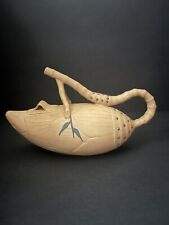 RARE Vintage Signed YIXING Zisha Clay Gourd Yellow Chinese Teapot picture