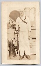 WW1 US Navy Quartermaster Sailor 1916 RPPC Photo Postcard Topolobampo Mx TRIMMED picture