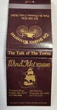 The Stables Restaurant Putnam CT Wind Tiki MA Matchbook Cover Full 20 Matches picture
