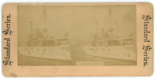 c1890's Stereoview Card Image Of the Battleship 