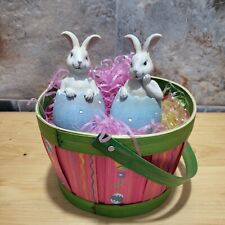 VTG Pair of Bunny Rabbits in Egg  Easter Basket picture