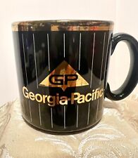 Vintage Georgia Pacific Coffee Cup Mug Ceramic Black Gold Made in England picture
