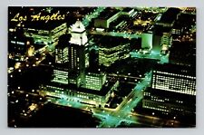 Postcard City Hall at Night Los Angeles California CA, Vintage Chrome M16 picture