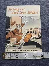 WWII Fort Dix NJ Seperation Center Booklet US Army So Long Soldier NJ Bell  picture
