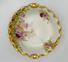 Antique L.R.L. Limoges Hand Painted Porcelain Serving Dish - Floral & Gold Trim picture