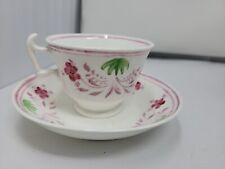 Unmarked Early 19th Century Cup and Saucer Red Flowers picture