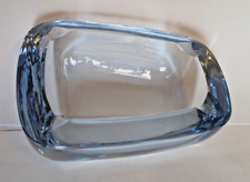 Vintage MCM Ashtray Swedish Glass Signed Strombergshyttan Ice Blue Crystal picture