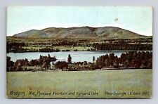 Bridgton ME-Maine, Pleasant Mountain And Highland Lake, Vintage Postcard picture