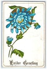 c1910's Easter Greeting Blue Flowers Embossed Posted Antique Postcard picture