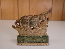 Antique Painted Cast Iron Sailing Ship Replacement Bookend picture