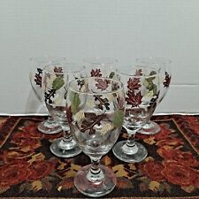 VTG Lot of 6 Libbey Greenbriar Fall Leaf Design Water Goblets Ice Tea Glasses picture