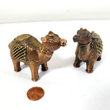 Vintage Indian Dhokra Bronze Metal Camel Sculptures Set Hand Crafted picture