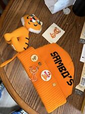 Sambos Restaurant Tiger Vintage Advertising Memorabilia Hat Stuffed Lion Pin picture
