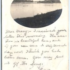 c1900s Along Mississippi River RPPC Amateur Real Photo Postcard Oval Picture A92 picture