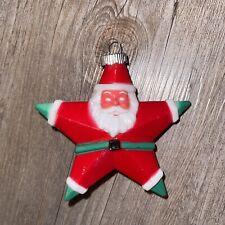 Vintage Shiny Brite Christmas Ornament, Puffed Plastic Star Santa Clause USA 4” picture