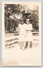 Vintage Photo c1930s Ladies In Dresses Posing Next To Fountain Original picture