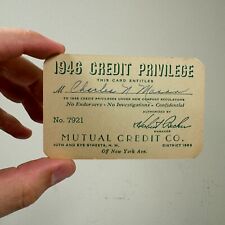 Vintage c.1940s MUTUAL CREDIT Co. Paper Credit Card Washington, DC picture
