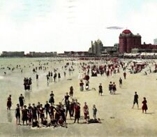 Beach Near Young's Pier Swim Ocean Atlantic City NJ Pre-1911 Vintage Postcard picture