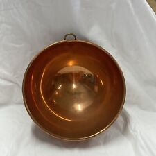 Vintage  Copper 10” Mixing Bowl Rolled Rim Brass Ring Made In England picture