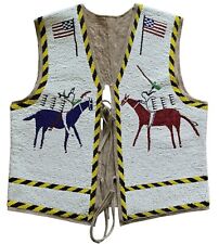 Native Old American Design Handmade Beaded War Vest Front Powwow Regalia XNV707 picture