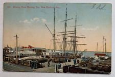 1907 MA Postcard New Bedford MA Whaling Bark Morning Star sailing ship at dock picture