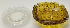  2 Vintage Glass Ashtray Amber Libbey Plus Clear Hobnail 1950's 1960's Tobacco picture