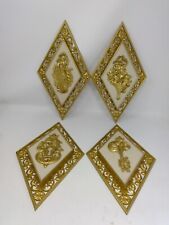 Set of 4 Vintage Syroco Diamond Shaped Wall Decor Plaques picture