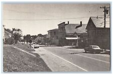 c1950's Main Street Looking South Cars Gasoline Station Monson Maine ME Postcard picture