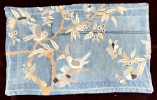 Pottery Barn Denim Pillow Cover with Embroidered Birds & Branches YY636 picture