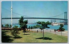 Postcard Ambassador Worlds Largest International Bridge Windsor Ontario Canada picture