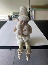 Christmas fabric bendable Ivory Gold Elf doll with fluffy clothing 14.5 inches picture