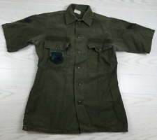 Vintage Air Force Military Shirt Mens 14.5 x 33 Green OG 107 Sateen 70s Vietnam picture