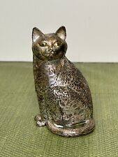 VTG CHRISTOFLE FRANCE LUMIERE Collection Cat Kitten Silver-Plate Figurine picture