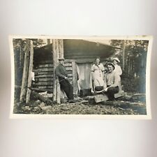Log Cabin Homesteader Couples Photo c1905 Young Men Women Hatchet Forest B3107 picture