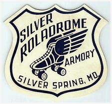 1930s-50s Silver Rollerdrome Armory Springs Maryland Decal Skate Sticker picture